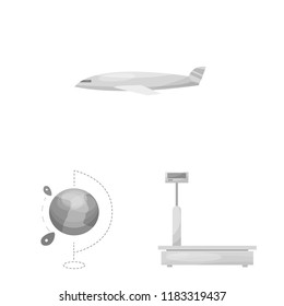 Vector design of goods and cargo sign. Set of goods and warehouse stock symbol for web.
