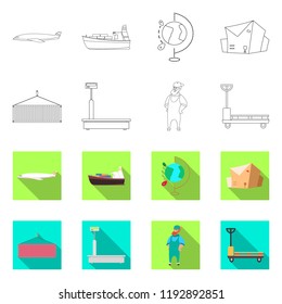 Vector design of goods and cargo sign. Set of goods and warehouse stock symbol for web.