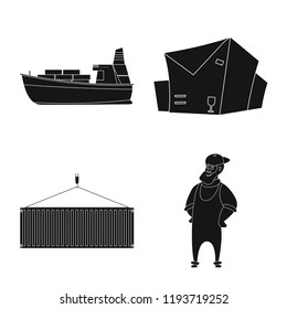 Vector design of goods and cargo sign. Set of goods and warehouse stock vector illustration.