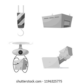 Vector design of goods and cargo sign. Collection of goods and warehouse stock symbol for web.