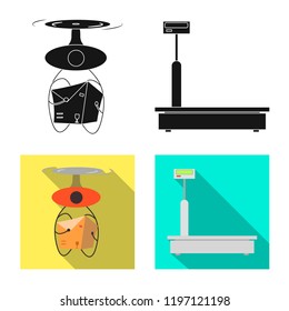 Vector design of goods and cargo sign. Collection of goods and warehouse stock symbol for web.