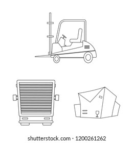 Vector design of goods and cargo sign. Set of goods and warehouse vector icon for stock.