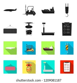 Vector design of goods and cargo sign. Set of goods and warehouse stock vector illustration.