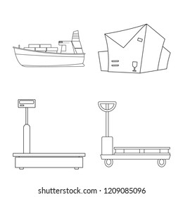Vector design of goods and cargo sign. Collection of goods and warehouse vector icon for stock.