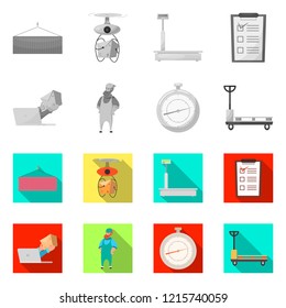 Vector design of goods and cargo sign. Set of goods and warehouse vector icon for stock.