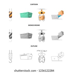 Vector design of goods and cargo sign. Collection of goods and warehouse stock vector illustration.