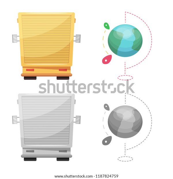 Vector design of goods and cargo\
sign. Collection of goods and warehouse stock symbol for\
web.