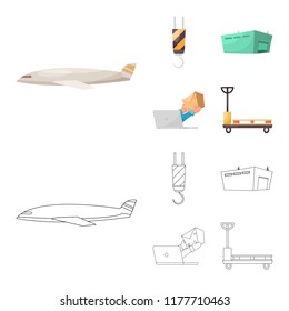 Vector design of goods and cargo symbol. Set of goods and warehouse stock vector illustration.
