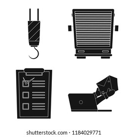Vector design of goods and cargo symbol. Set of goods and warehouse stock symbol for web.