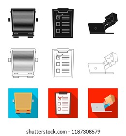 Vector design of goods and cargo symbol. Collection of goods and warehouse stock symbol for web.
