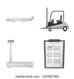 Vector design of goods and cargo symbol. Set of goods and warehouse stock vector illustration.