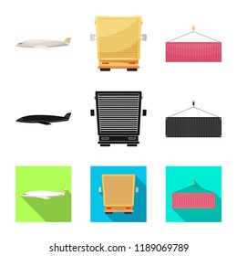 Vector design of goods and cargo symbol. Set of goods and warehouse stock symbol for web.