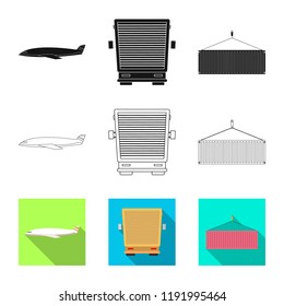 Vector design of goods and cargo symbol. Collection of goods and warehouse stock symbol for web.
