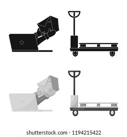Vector design of goods and cargo symbol. Set of goods and warehouse stock vector illustration.