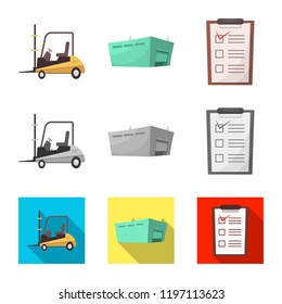 Vector design of goods and cargo symbol. Set of goods and warehouse stock vector illustration.
