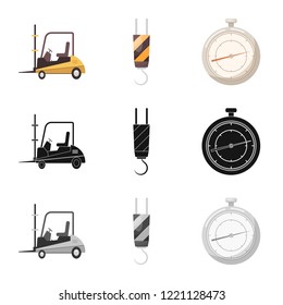 Vector design of goods and cargo symbol. Set of goods and warehouse stock symbol for web.