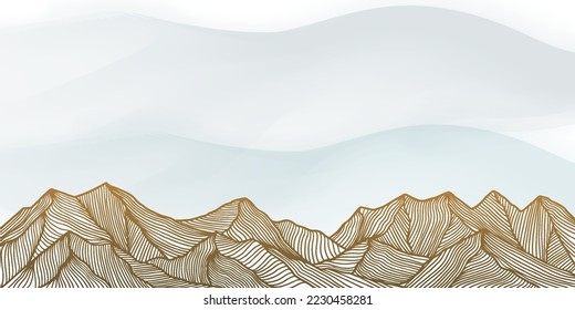 vector design gradient abstract golden mountains landscape background design in line arts styles