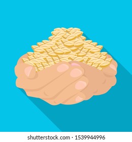 Vector design of grain and hand icon. Graphic of grain and crop stock symbol for web.