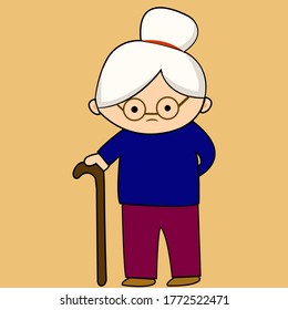 Vektordesign von Oma mit Brille