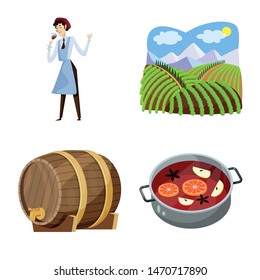 Vector design of grape and winery icon. Collection of grape and manufacturing stock vector illustration.