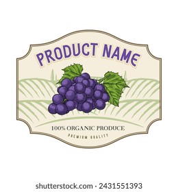 diseño vectorial de uvas en la granja dibujado a mano