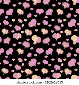  Design der Vektorillustration. Grafische Herzen lieben Schwarz, Neutral, Beige, Orange und Gelb. Ein romantisches Liebesherz. Nahtloses Muster Herz Liebe Valentinenkartenherzen. Sketch entworfen liebt das Herz.