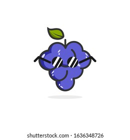 Vector design graphic illustration of cute grape. Perfect for icon logo concept and symbol of fruit.