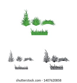 Vector design of grass and bush icon. Set of grass and garden stock vector illustration.
