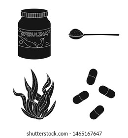 Vector design of grass and natural logo. Set of grass and seaweed vector icon for stock.