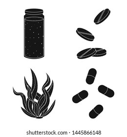 Vector design of grass and natural symbol. Set of grass and seaweed vector icon for stock.