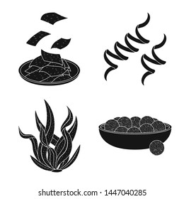 Vector design of grass and natural symbol. Set of grass and seaweed vector icon for stock.