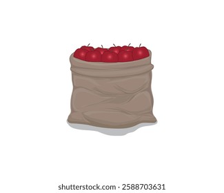 vector design of a gray brown sack containing red fruit similar to apples