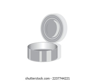 vector design of a gray can of fish or meat that looks empty and is already open on the lid