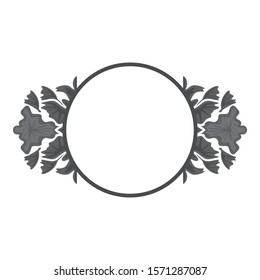 Vector Design of a Gray Leaf Circle Frame with a Natural Theme