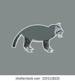 vector design of a gray striped cat