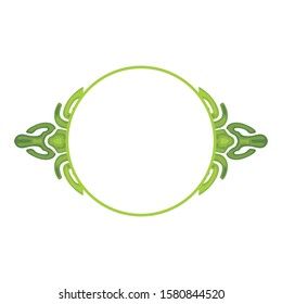 Vector Design of a Green Ancient Ornament Circle Frame with a Natural Theme