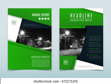 Vector design of the green annual report. Vector template of flyer for your business in A4 size. Corporate style of presentation.