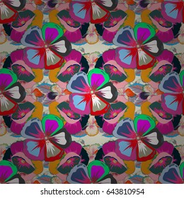 Vector design in green and blue colors. Ditsy style. Flower seamless pattern simple floral print with small flowers.