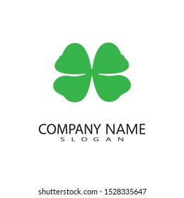 vector design of green clover leaf logo,luck icon flat design illustration-vector