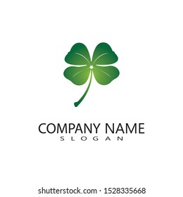 vector design of green clover leaf logo,luck icon flat design illustration-vector