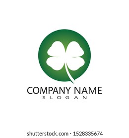 vector design of green clover leaf logo,luck icon flat design illustration-vector