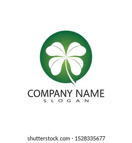 vector design of green clover leaf logo,luck icon flat design illustration-vector