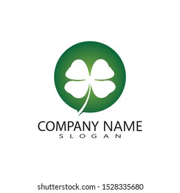 vector design of green clover leaf logo,luck icon flat design illustration-vector