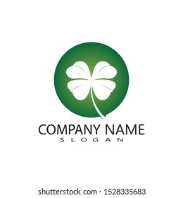 vector design of green clover leaf logo,luck icon flat design illustration-vector