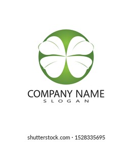 vector design of green clover leaf logo,luck icon flat design illustration-vector