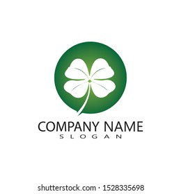 vector design of green clover leaf logo,luck icon flat design illustration-vector