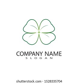 vector design of green clover leaf logo,luck icon flat design illustration-vector