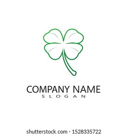 vector design of green clover leaf logo,luck icon flat design illustration-vector