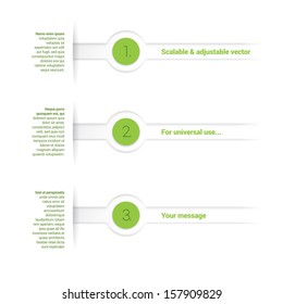 Vector design, green edition of adjustable eps10 vector composition an abstract minimal geometric paper background based list elements with menu field for numbering or lettering,  for universal use 