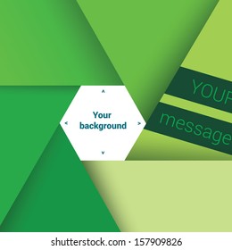 Vector design. Green edition of a scalable eps10 hexagon framed text box with custom/adjustable background element for web, print, brochure, presentation base template or for infographics.